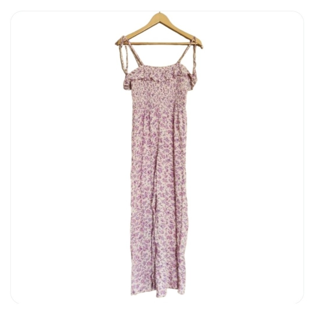 NWT Miss Selfridge Jumpsuit Size 8 Ruffle Viscose Pink Purple Floral Cottagecore - Picture 2 of 9